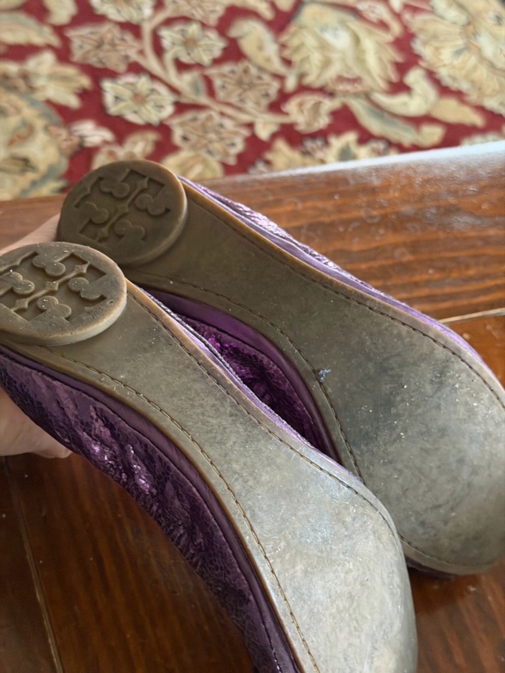 Tory Burch Purple Jeweled Ballet Flats - Picture 6 of 7
